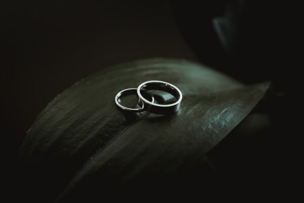 silver-colored rings